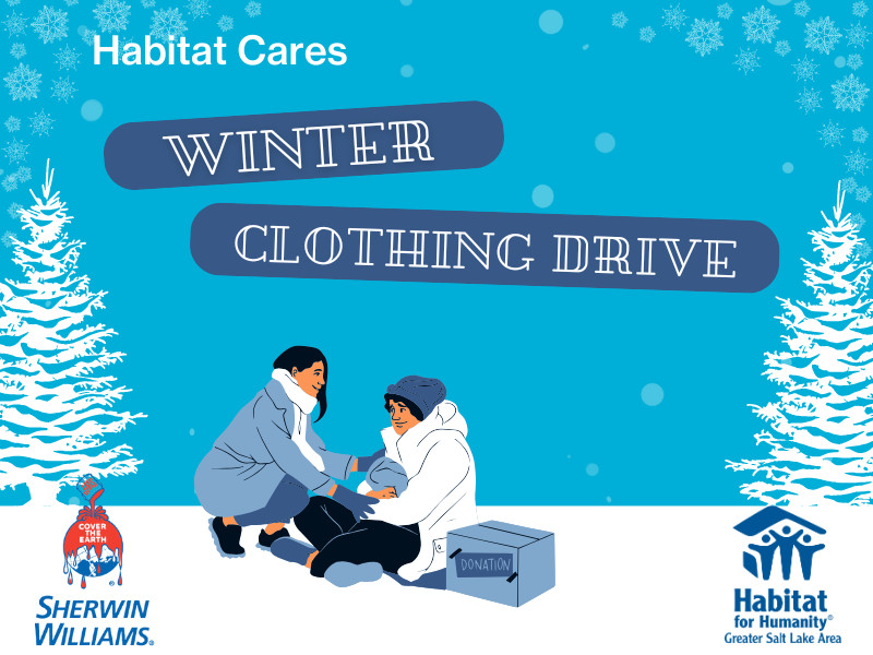 Winter clothing drive announcement graphic