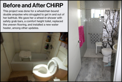 Image of a bathroom before being remodeled and after. 